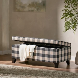 Brianna Rectangle Fabric Storage Ottoman Bench - Picture 1 of 9
