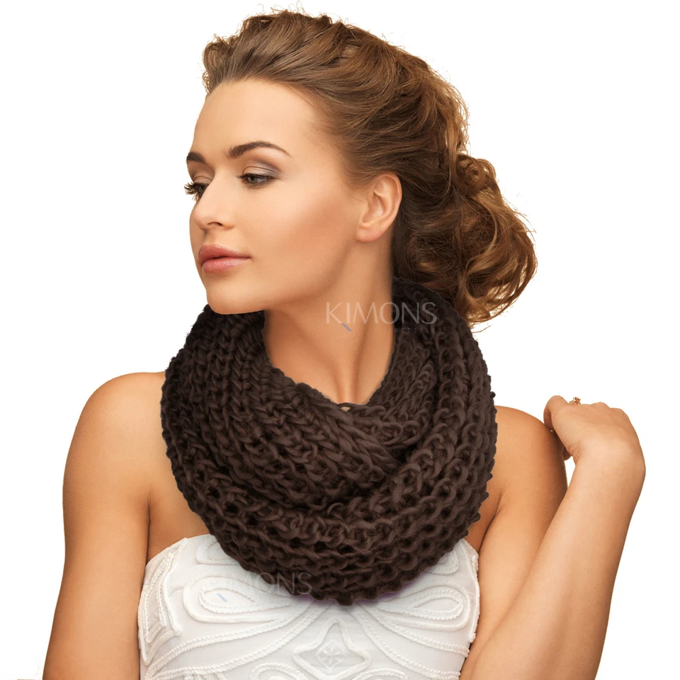 Knit Infinity Scarf Circle Loop Cable Cowl Neck Long Shawl Winter Warmer Womens - Image 1 of 1