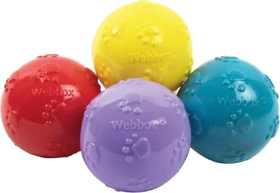 Webbox Fun & Squeaky Balls (4 Pack) - Boredom Buster Dog Toys