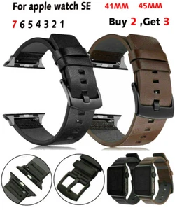 Genuine Leather Watch Band Strap For Apple iWatch Series 9 8 7 6 5 4 3 SE/Ultra - Picture 1 of 13