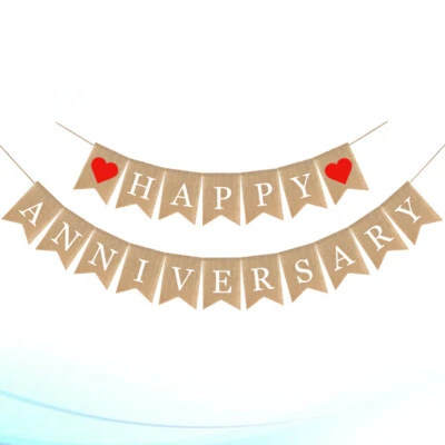 Wedding Background Cloth Happy Anniversary Banner Rustic Baby Fish Tail Bunting - Image 1 of 4