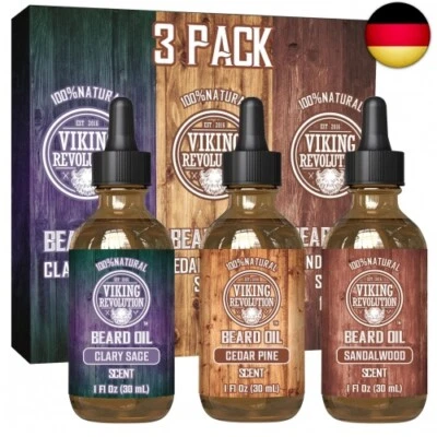 Viking Revolution Bartöl Herren - Set 3x30ml 3er Packung - Für Die Gesunde B