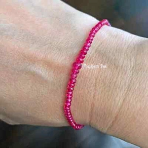 18k Gold Gem Unheated Fine Burmese Jedi Spinel Smooth Rondelle Bracelet 6.5" - Picture 1 of 8