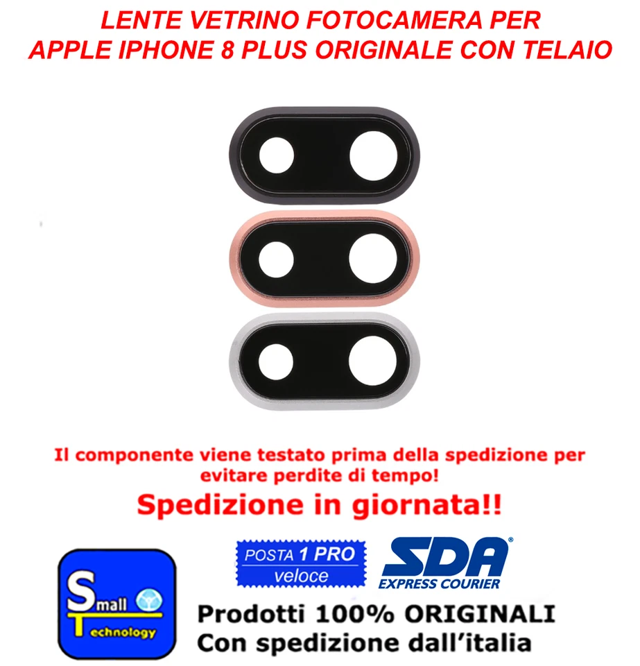 LENTE VETRO VETRINO + TELAIO BACK CAMERA FOTOCAMERA PER IPHONE 8 PLUS ORIGINALE - Immagine 1 di 1