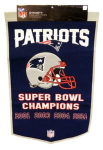 New England Patriots 24x36 Embroidered Genuine Wool NFL Dynasty Banner Pennant - Picture 1 of 1