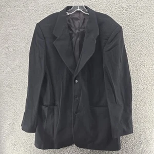 Vintage mens Black Oleg Cassini Hopsack 42 L blazer jacket sport coat - Picture 1 of 8