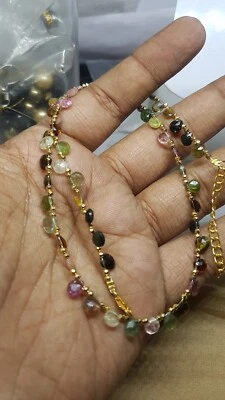 Multi tourmaline & Pyrite 925 sterling silver 1 Necklace + 1 Bracelet jewelry fr - Image 1 of 4