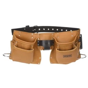 Irwin 10 POCKETS CONSTRUCTION TOOL BELT Double Stitching GRAIN LEATHER USA Brand - Picture 1 of 1