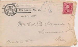I.O.O.F. Odd Fellows Elk Lodge #134 Elk City Oregon Advertising cover 1912 - Picture 1 of 2
