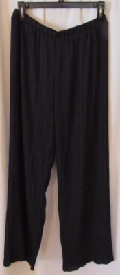 Pantalones informales Pleione acanalados arrugados negros talla mediana Foto 1 de 3