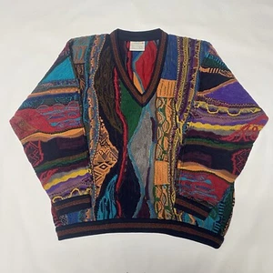 MAGLIONE VINTAGE RARO COOGI MADE IN AUSTRALIA 100% COTONE MERCERIZZATO SCOLLO A V Large - Foto 1 di 18