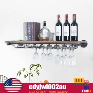 Estante de vino colgante soporte de vidrio estante montaje en pared estante de champán barra decoración 36" EE. UU. - Imagen 1 de 12