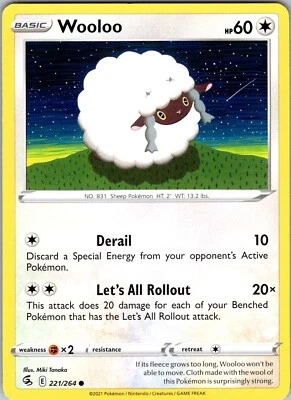 Pokemon TCG Wooloo SWSH Fusion Strike 221/264 Regular Common Card NM - Image 1 of 2