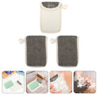  3 Pcs Flax Handmade Soap Storage Bag Rough Sponge Exfoliator
