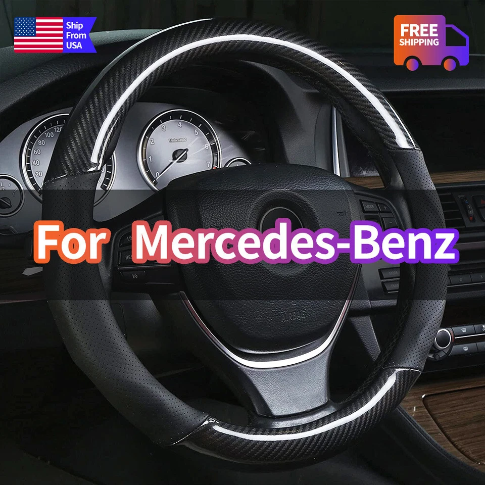 38cm/15inch Steering Wheel Cover For Mercedes Benz New Faux Leather Black - Image 1 of 4