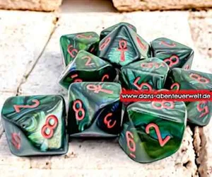 Würfelset Scarab® Jade/Red Ankh w10 Dice Block™ – 10er Set - Bild 1 von 3
