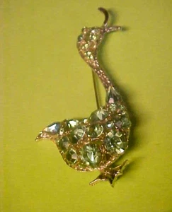 UNBRANDED DUCK GREEN RHINESTONE PIN BROOCH - Picture 1 of 5