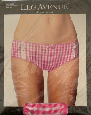 Bragas cortas Leg Avenue Gingham estilo 2806 rosa/blanco talla S/M Foto 1 de 2