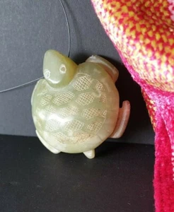 Old Chinese Carved Turtle Pendant on Cord in Pale Greenstone Jade …beautiful col - Picture 1 of 5