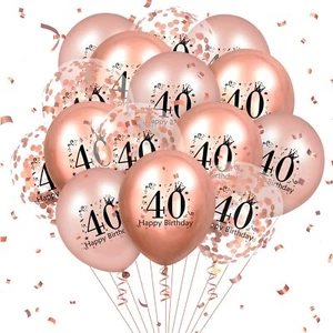 40th Birthday Balloons 18 Pcs Rose Gold Happy 40th Birthday Latex Balloons Co... - Picture 1 of 7