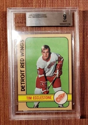 1972 O-Pee-Chee #55 Tim Ecclestone Red Wings Hockey Card BVG 9 Mint Pop 1 - Image 1 of 2