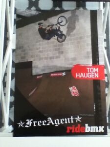 Tom Haugen Ride BMX Magazine Collectible Poster 14" x 20" 2 sided Free Agent 