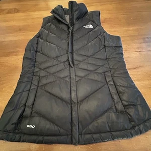 The North Face 550 Goose Down Puffer Vest Womens Small Black Insulated Full Zip - Picture 1 of 12