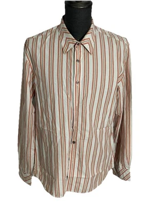 Camisa Kenneth Cole Reaction Para Hombres XL Ajuste Regular Manga Larga Blanca Roja Negra Rayas Foto 1 de 4