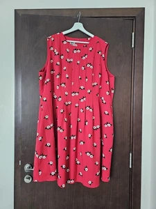 Anne Klein, Red Patterned, Sleeveless Dress Size With Pleats 22 - Picture 1 of 6