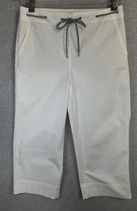 Pantalones Cortos Anchos Talbots 4P Blanco Algodón Elástico Cuerda Náutica Cintura tiro Medio - Imagen 1 de 14