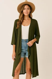 Kimono spolverino verde muschio LuLaRoe "Shirley" nuovo con etichetta taglia large - Foto 1 di 7