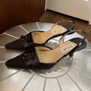 ISAAC ISAAC MIZRAHI MARRÓN FALDA ESCOCESA/BORLA HONDA TACONES TRASEROS talla 8 M - Imagen 1 de 6