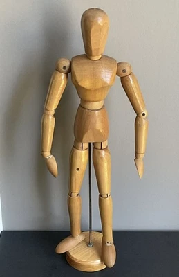 Vintage Wooden Fully Jointed Female Figure Articulated 12.75" Artist Model Doll - Image 1 of 4