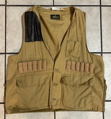 Vintage 70s K-Mart Canvas Duck Hunting AMMO VEST Size XL Nylon Game Bag on Back - Image 1 of 4