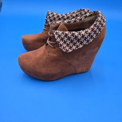 Botines Wild Diva Mujer Plataforma Con Cordones Marrón Talla 11 Foto 1 de 4