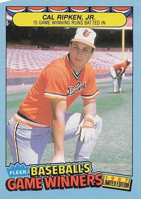1987 Fleer Baseball's Game Winners #37 Cal Ripken, Jr. - Image 1 of 2