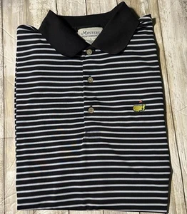 EUC Masters Performance Herren Large Golf Polo Shirt schwarz/weiß/lt blau gestreift - Bild 1 von 8