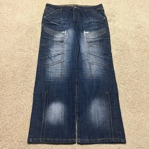 Jeans De Baggio Y2K holgados grunge bolsillo extra lavado con bigotes ácido hip hop 34W - Imagen 1 de 8