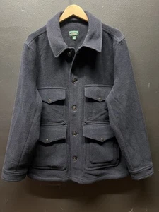 J Crew Jacket Mens Large Navy Wool Cruiser Pockets Button Front Blue - Picture 1 of 6