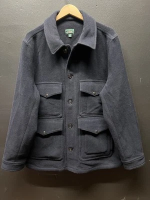 J Crew Jacket Mens Large Navy Wool Cruiser Pockets Button Front Blue - Image 1 of 4