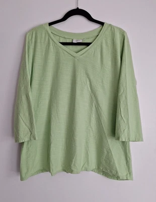 Top túnica de punto de algodón verde manga 3/4 talla XL EN MUY BUEN ESTADO Foto 1 de 4