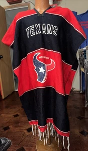 Houston Texans Poncho Blanket Unisex Adult Tailgate NFL Football Outdoors Fringe - Picture 1 of 8