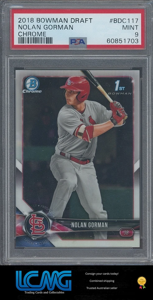 2018 Bowman Draft #BDC-117 Nolan Gorman Chrome PSA 9 1st Bowman G4J - Image 1 of 1
