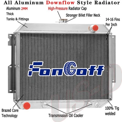 4 Row Radiator Fit 1967-1970 Chrysler 300 Imperial 1966-1970 Dodge Monaco Polara - Image 1 of 4