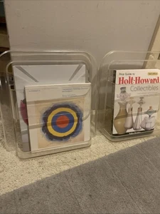 Vtg Space Age Style Plastic Pair Clear Wall Mount Magazine Book Catch All Pocket - Picture 1 of 12