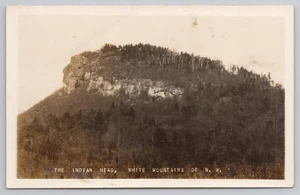 Postcard RPPC The Indian Head at White Mountains in Lincoln, NH. - Picture 1 of 2