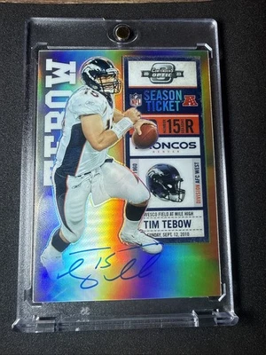 TIM TEBOW 2023 Contenders Optic 2010 RC Tribute Silver Holo Auto SSP /25 Broncos - Image 1 of 4
