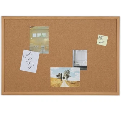 Staples Cork Bulletin Board, 3 x 2 Feet, Oak Frame, Vertical or Horizontal Mount - Image 1 of 4