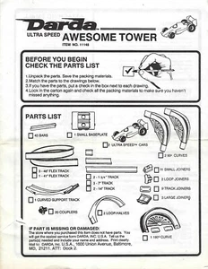 DARDA DEMONS INSTRUCTION BOOKLET Ultra Speed AWESOME TOWER 80s 11145 Manual - Picture 1 of 2