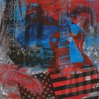 39W"x39H" LES PAUL IN THE CITY by PETER GULDENSTERN - GUITAR CHOICES of CANVAS
